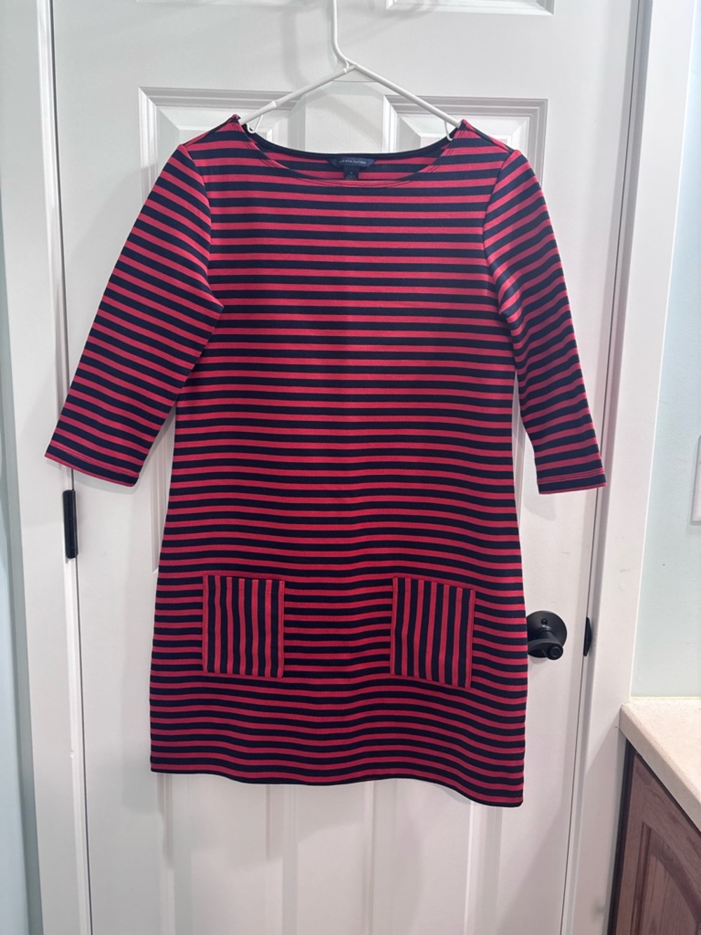 Women’s Tommy Hilfiger Red and Navy Blue Striped Nautical Dress Size Medium